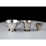Set of three Antique George V Sterling Silver cups by Mappin & Webb, London 1921. Tiered in three