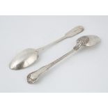 Antique William IV Sterling Silver King's Husk pattern basting / stuffing spoon by Mary Chawner,
