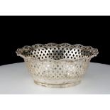 Antique George V Sterling Silver bowl by Carrington & Co, London 1911. Of circular form with pierced