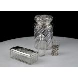 Antique Victorian Sterling Silver lidded cut glass jar, London 1889. Together with a silver lidded