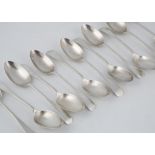 Set of 12 Antique Victorian Sterling Silver dessert spoons by John Round & Co, Sheffield 1892. In