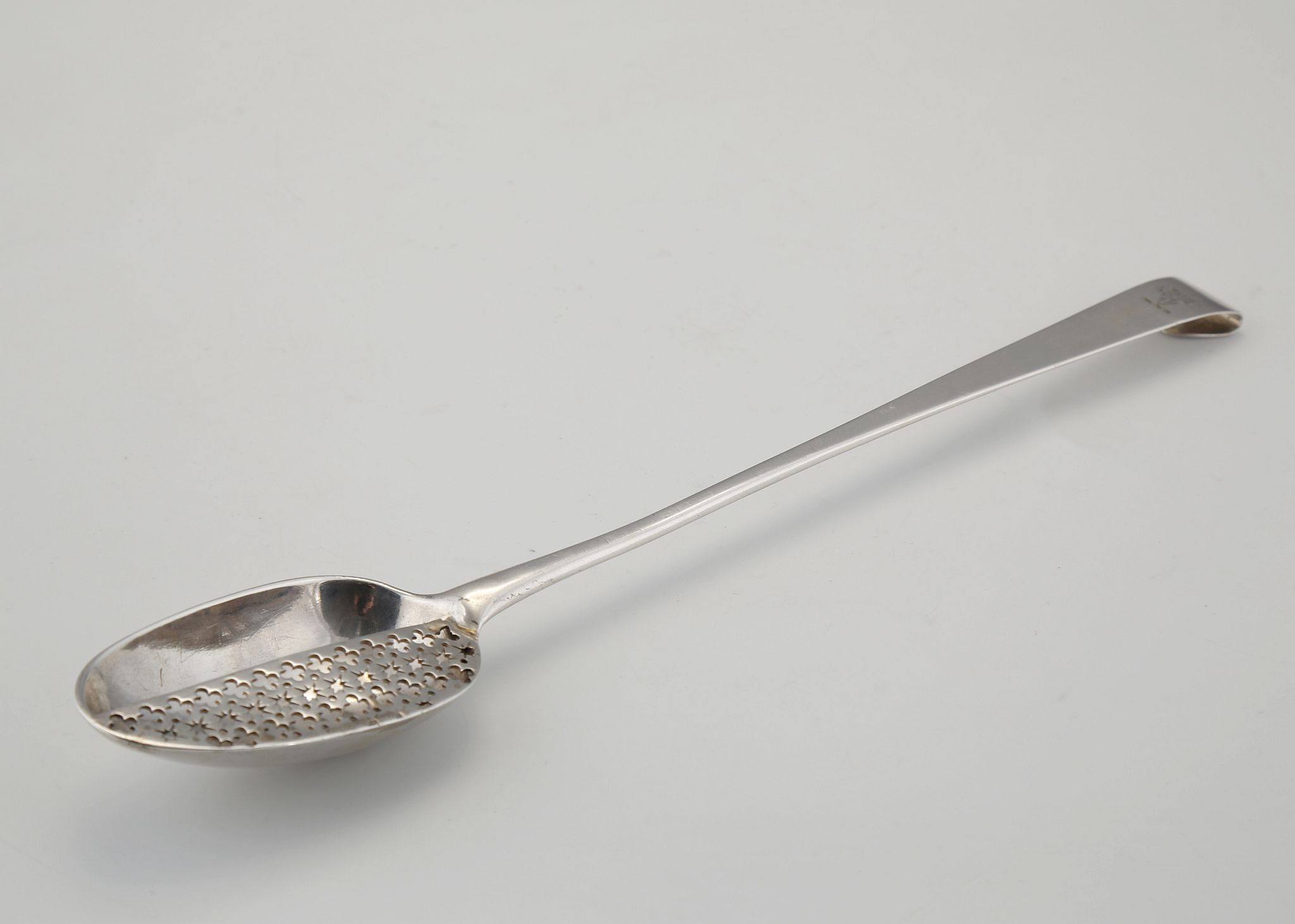 Antique George III Provincial Irish Sterling Silver straining spoon by Carden Terry of Cork,