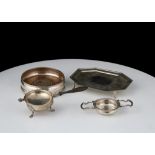 A mixed lot of Antique Sterling Silver items to include an Art Deco octagonal teapot stand by Thomas