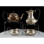 Antique Edwardian Sterling Silver four piece tea service by Emile Viner, Sheffield 1906.