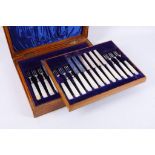 Antique George V Sterling Silver canteen of fruit / dessert cutlery by Martin, Hall & Co,
