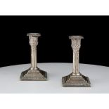 Pair of Antique Victorian Sterling Silver desktop candlesticks by Hawkesworth, Eyre & Co,