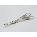 Pair of Antique Victorian Sterling Silver Victoria pattern grape scissors by John Gilbert,