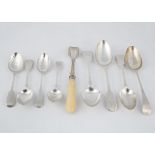 A mixed lot of Antique Sterling Silver flatware to include a selection of provincial West Country