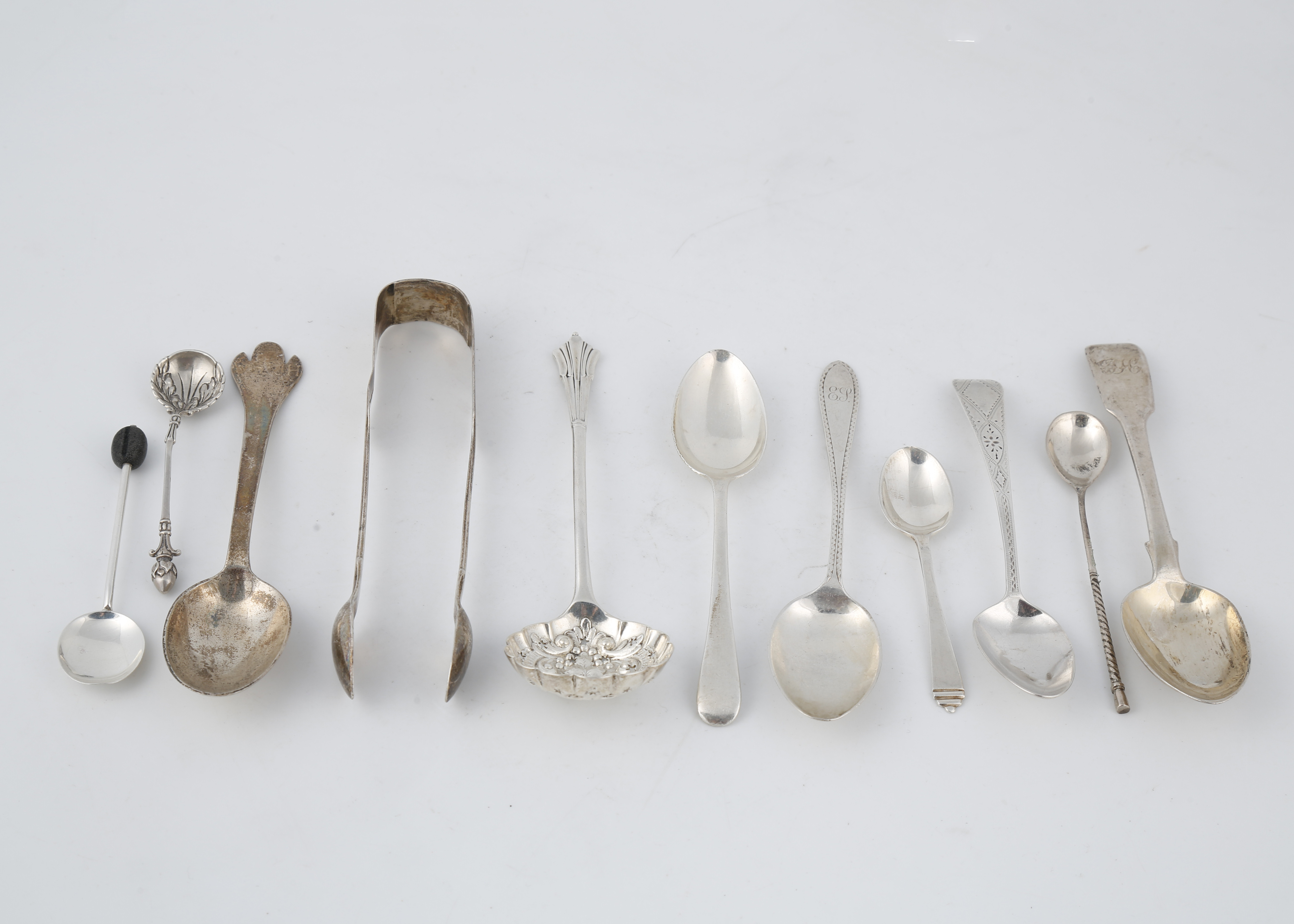 A mixed lot of Antique Silver flatware to include a set of six Victorian provincial West Country