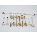 A mixed lot of Antique Sterling Silver spoons to include a set of six Georgian silver gilt berry