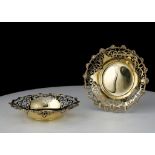 Pair of Antique George V Sterling Silver gilt bon bon dishes by William Hutton & Sons, London