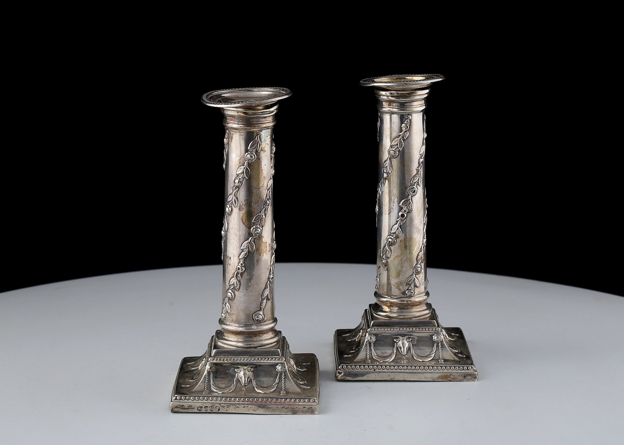 Pair of Antique Victorian Sterling Silver candlesticks by Holland, Son & Slater, London 1881. With