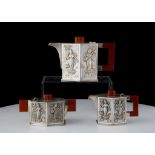 Antique Asian Silver three piece tea set, probably Northern India or Southern China, c1940.