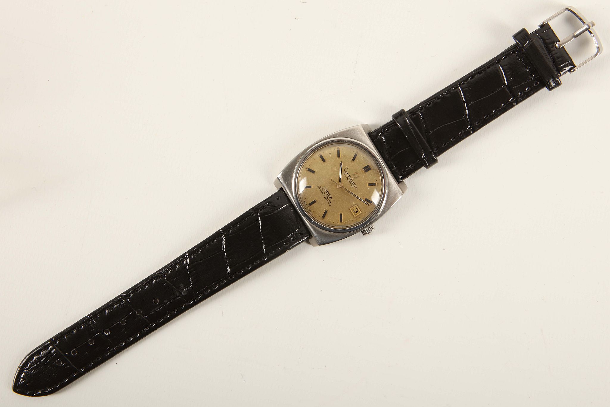 A gent's c.1970's stainless steel cased 'Omega Constellation' automatic wristwatch, with gilt - Image 2 of 4