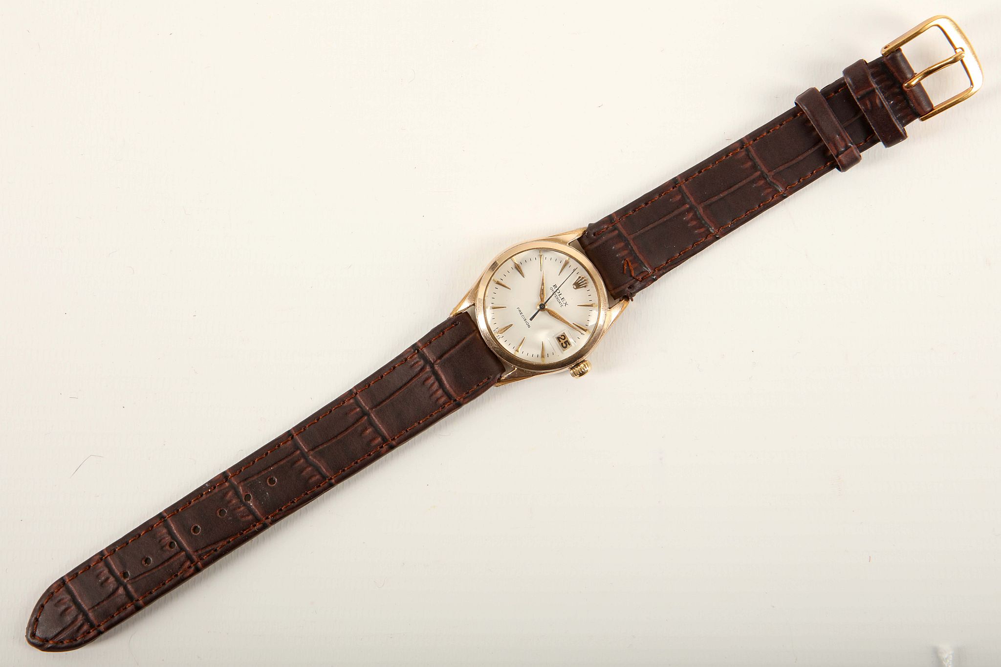 A gent's c.1960's 'Rolex Oyster Date - Precision' wristwatch, with gold plated case, white dial, - Image 2 of 4