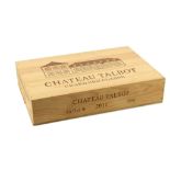 A case of six 2011 Chateau Talbot, Grand Cru Classe, 75cl (13.5% ABV). In original wooden case. *