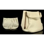 VERSACE COLLECTION WHITE LEATHER HANDBAG, gilt metal hardware with attractive chain supports to