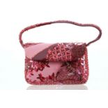 LORIS AZZARO COUTURE EVENING BAG, pink with sequin design, silk lined, 22cm wide, 16cm high, with