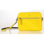 KATE SPADE CROSS BODY BAG, bright yellow leather with contrasting black strap, 26cm wide, 20cm high