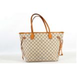 LOUIS VUITTON NEVERFULL, Damier Azur canvas with leather trim, 47cm wide, 27cm high, with dust bag