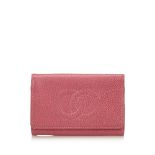 CHANEL PINK CAVIAR LEATHER KEY HOLDER, date code for 1996-97, 10cm wide, 7cm high
