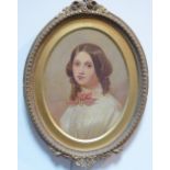 19th Century English School/Portrait of a Young Lady /oval, oil on board, 20cm x 15.