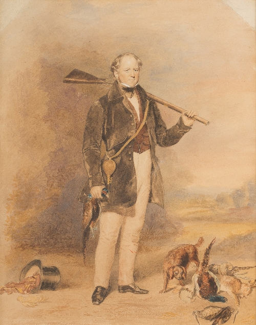 Attributed to William Buckler (British 1814-1884)/A Sportsman/with a dog and dead game/watercolour,