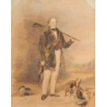 Attributed to William Buckler (British 1814-1884)/A Sportsman/with a dog and dead game/watercolour,