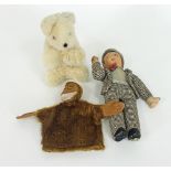 A Lupino Lane rag toy, 30cm high, a musical polar bear toy 'Brumas', 30cm high,