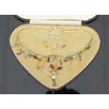 A gilt metal and semi-precious stone necklace,