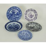A Newstone China Cattle Group pattern plate in lavender,