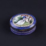 A Bilston enamel patch box, late 18th Century, of oval shape,