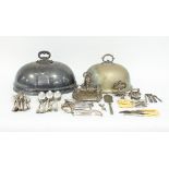 A quantity of silver plated wares including cutlery and two meat covers/Provenance: Plas Gwyn,