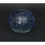 A trailed blue glass weight,