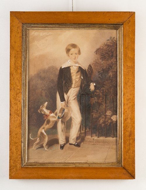 William Buckler (British 1769-1821)/A Young Boy with a Whippet /signed and dated 1842/watercolour, - Image 2 of 2
