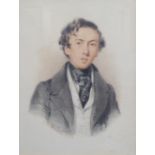 John Henry Mole (British 1814-1886)/A Young Man Wearing a White Waistcoat/signed and dated 1840/