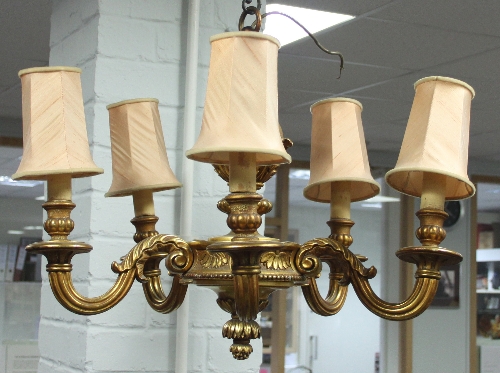 A giltwood five-light electrolier with carved surmount - Image 2 of 2