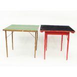 A baize-topped folding bridge table and another, both 76cm square/Provenance: Plas Gwyn,