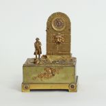 A French ormolu wall fountain mantel clock with watch movement,