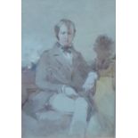 19th Century English School/Portrait Sketch of Gentleman/three-quarter length, seated/pencil,