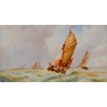 Frederick James Aldridge (British 1850-1933)/Fishing Boats at Sea/signed/watercolour,