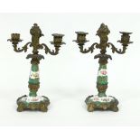A pair of French porcelain and ormolu candelabra, circa 1850, 33cm high/Provenance: Plas Gwyn,