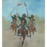 R D Gazder/Bombay Lancers/inscribed and signed/ink, watercolour and bodycolour,