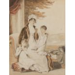 Attributed to Henry Eldridge (British 1769-1821)Mother and Two Children/pencil and watercolour, 35.