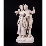 A parian figure of a man and young lady, entitled 'Haymaking', circa 1850 Condition Report: No