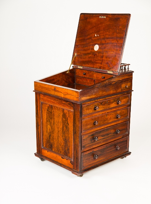 A 19th Century rosewood Davenport writing desk, circa 1830, 58cm wide/Provenance: Plas Gwyn, - Image 2 of 2