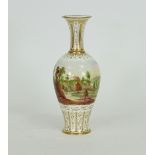 An English 19th Century porcelain painted vase, of baluster form painted with figures fishing by a
