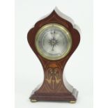 An Edwardian barometer in an inlaid balloon shaped case, 27cm high  Condition Report: There is a