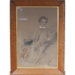 English School, circa 1840/The Young Sportsman/boy with his gun dog/charcoal and pastel,