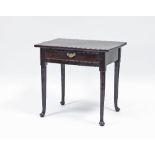A George II mahogany side table fitted one drawer and raised on four round legs with pad feet,